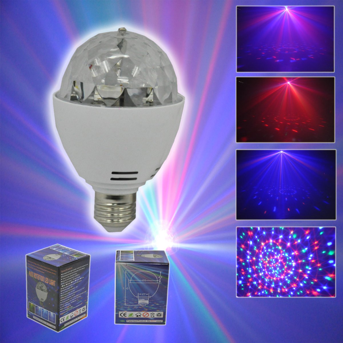 Roterende LED Lyspære RGB E27 – Moonglow Effekt - Diskokuler - HEDMAN.NO