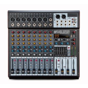 8-kanals powered mixer 2�500W med EQ og Speakon | Profesjonell PA mikser
