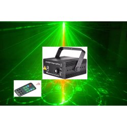 Laser Rd og Grnn med Goboer og fjernkontroll