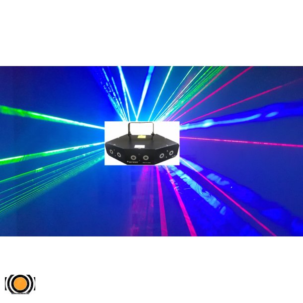 Laser 6 Linser 2*Rd, Rd, Grnn &amp; Bl 300mW