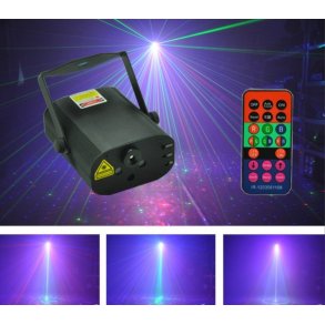 Laser Stjerne RGB 30 Figurer 300mW + 3W Bl LED + fjernkontroll