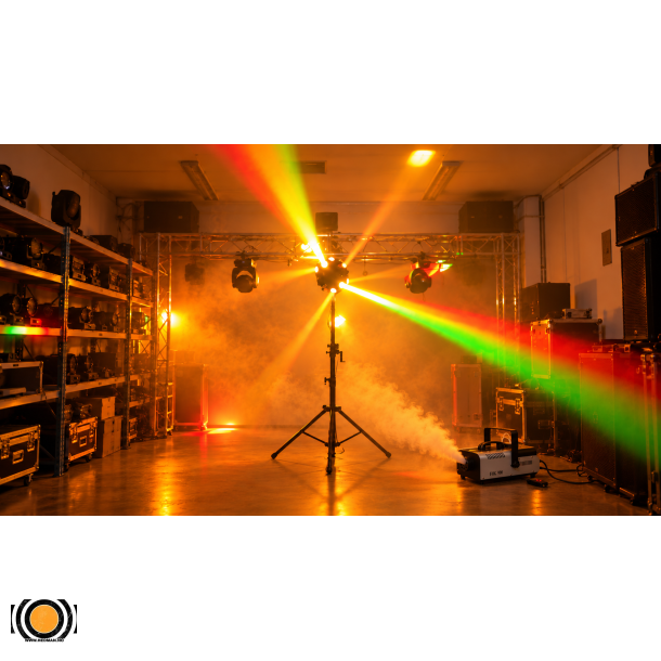 Moving Head Dobbel LED Discoball med Stativ og 900W R�ykmaskin � Utleie