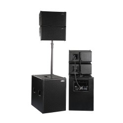 Admark Aktivt Line Array Anlegg med flightcases (4 stk topper + 2 stk Basskasser)