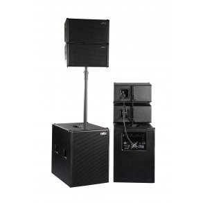 Admark Aktivt Line Array Anlegg med flightcases (4 stk topper + 2 stk Basskasser)
