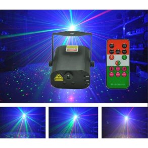 Laser Stjerne Rd&Grnn 12 Figurer 150mW + 3W Bl LED+ fjernkontroll