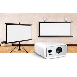 D10S 4K Projektor 4000 ANSI med 100" Lerret � Kraftig Hjemmekino Pakke