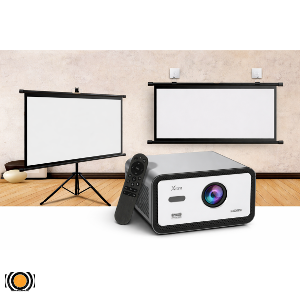 HA110 Projektor 1000 ANSI med 100" Lerret Full HD, Android 11 Hjemmekino Pakke