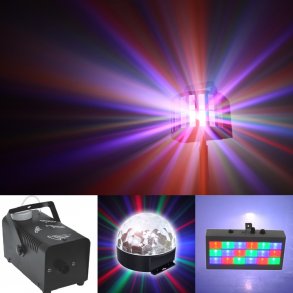 Diskolys pakke 2 med Rykmaskin (UTLEIE)