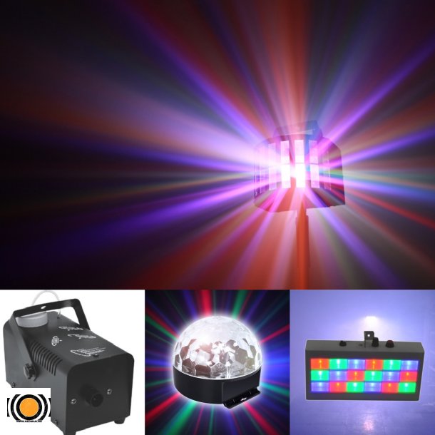 Diskolys pakke 2 med Rykmaskin (UTLEIE)