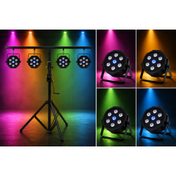 Scenelys Pakke 1 - 4stk Slim PAR LED 70W RGBW + Lysstativ + DMX-kabler