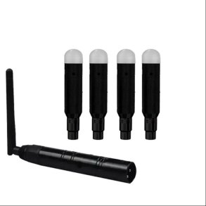 Trdls DMX Sett: 1 stk Sender 4 stk Mottakere