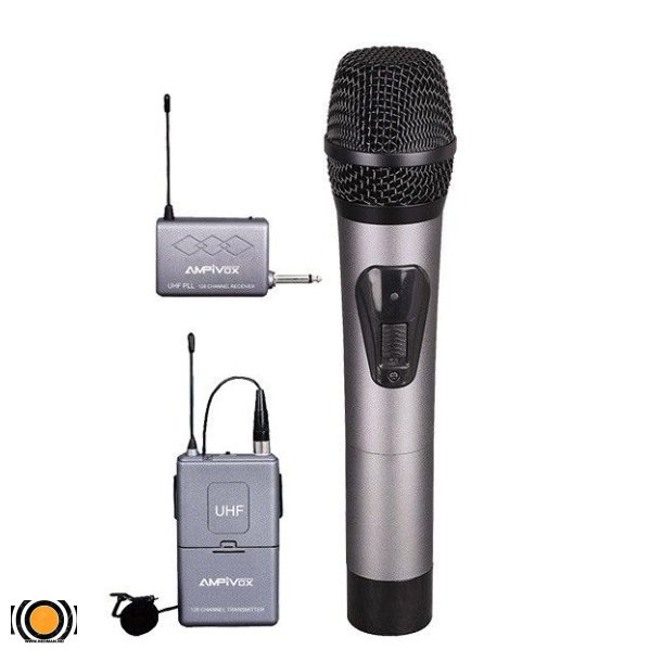 Trdls Mikrofon sett med 1 stk Hndholdt&1 stk Bodypack Mikrofon