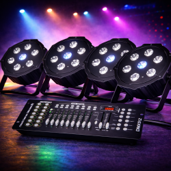 2 stk Slim Par LED 70 W med DMX Kontroller (UTLEIE)