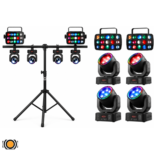 Scenelys Pakke 6 - 2 Mini Bee Eye + 2 Mini Beam + 2 Derby med Stativ