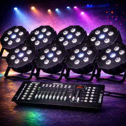 2 stk Slim Par LED 70 W med DMX Kontroller (UTLEIE)