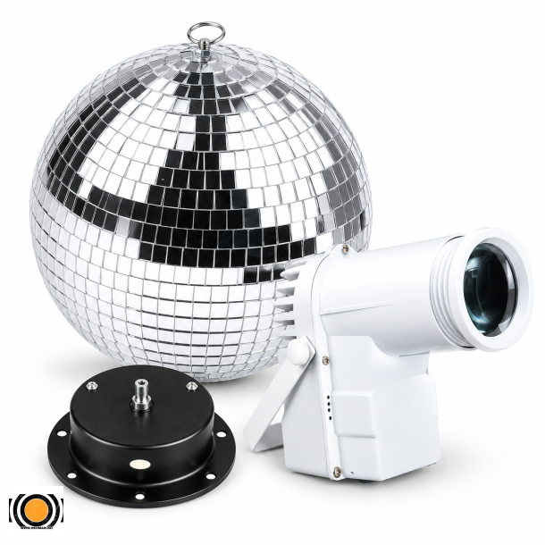60 cm Speilkule med Motor og 10W RGBW Pinspot