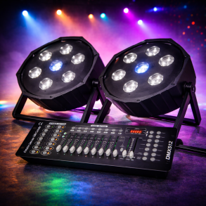 2 stk Slim Par LED 70 W med DMX Kontroller (UTLEIE)