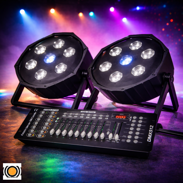 2 stk Slim Par LED 70 W med DMX Kontroller (UTLEIE)