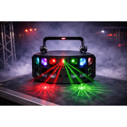 LED Derby 2 x 10W RGBW med 100mW R�d og 50mW Gr�nn Laser