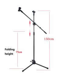 Mikrofonstativ med Boom Arm - Justerbart Stativ for Scene og Studio