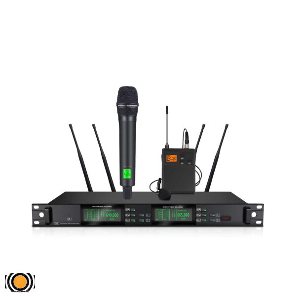 Tr�dl�s Mikrofon sett med 1 stk H�ndholdt&1 stk Bodypack Mikrofon